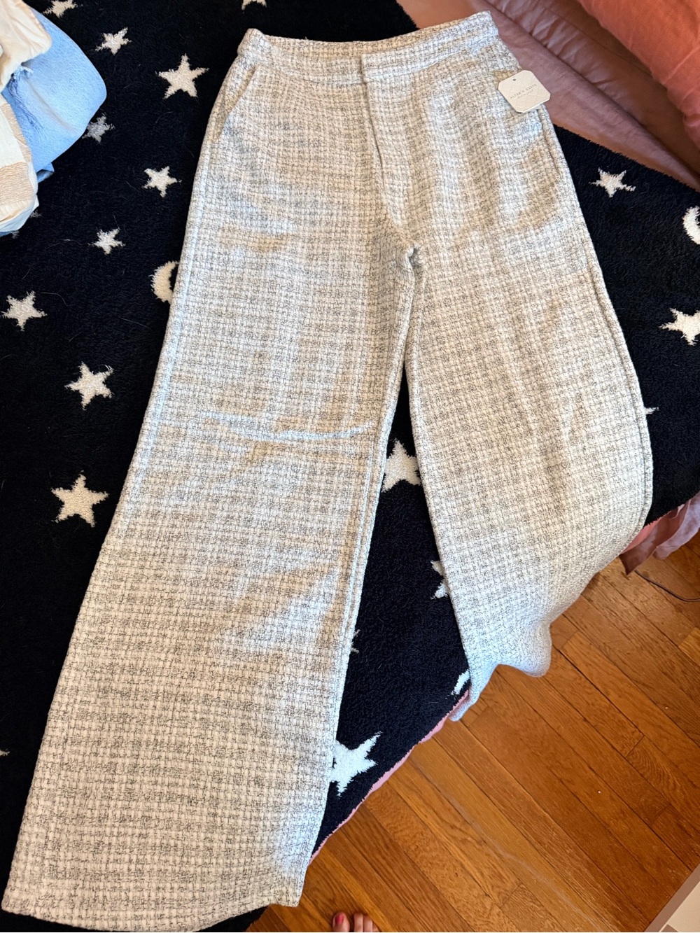Altar'd State Neutral Tweed Wide Leg Pants